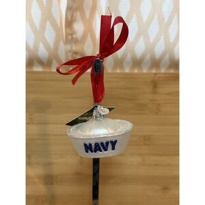 Old World Christmas Navy Cap Holiday Decorative Dixie Cup Sailor Hat Ornament